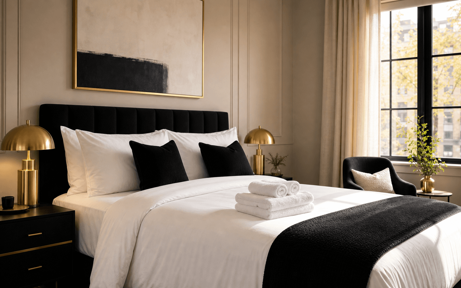 Guest-ready bedroom prepared by Munova Clean